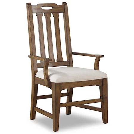 Mission Upholstered Arm Dining Chair with Slat Back